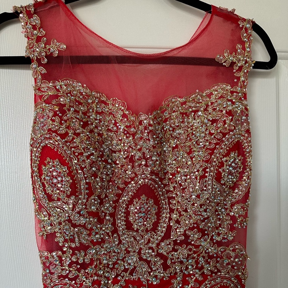 NEW Red embellished evening gown